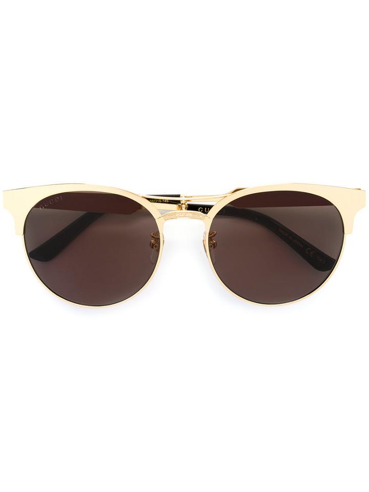 Gucci Eyewear Round Shaped Sunglasses, Women's, Grey, Metal (other)