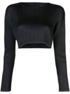 Pleats Please By Issey Miyake Pleated Crop Top - Black