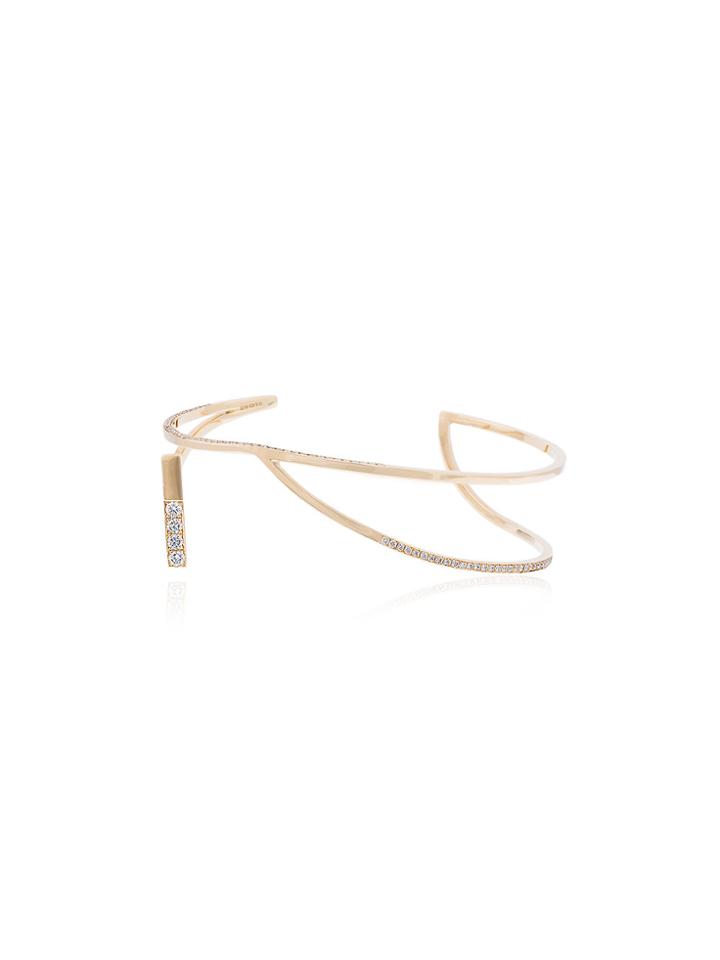 Kova 18k Yellow Gold And Diamond Geometric Bangle - Metallic