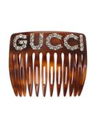 Gucci Crystal Gucci Hair Comb - Brown