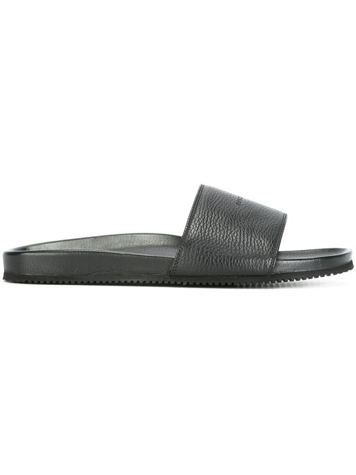 Buscemi Logo Embossed Slides - Black