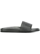 Buscemi Logo Embossed Slides - Black