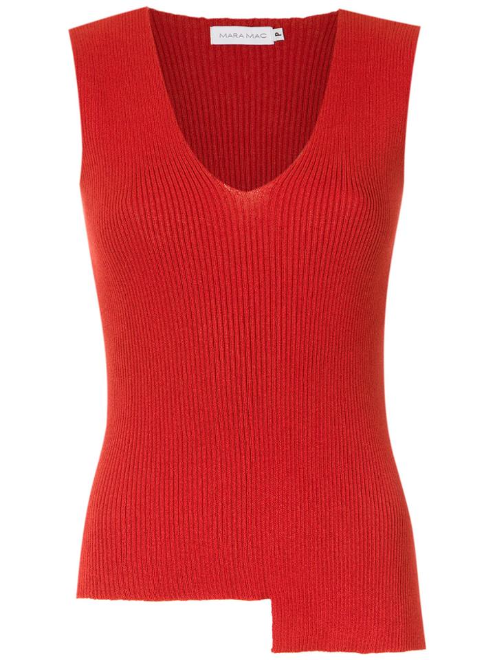Mara Mac Ribbed Knited Top - Red
