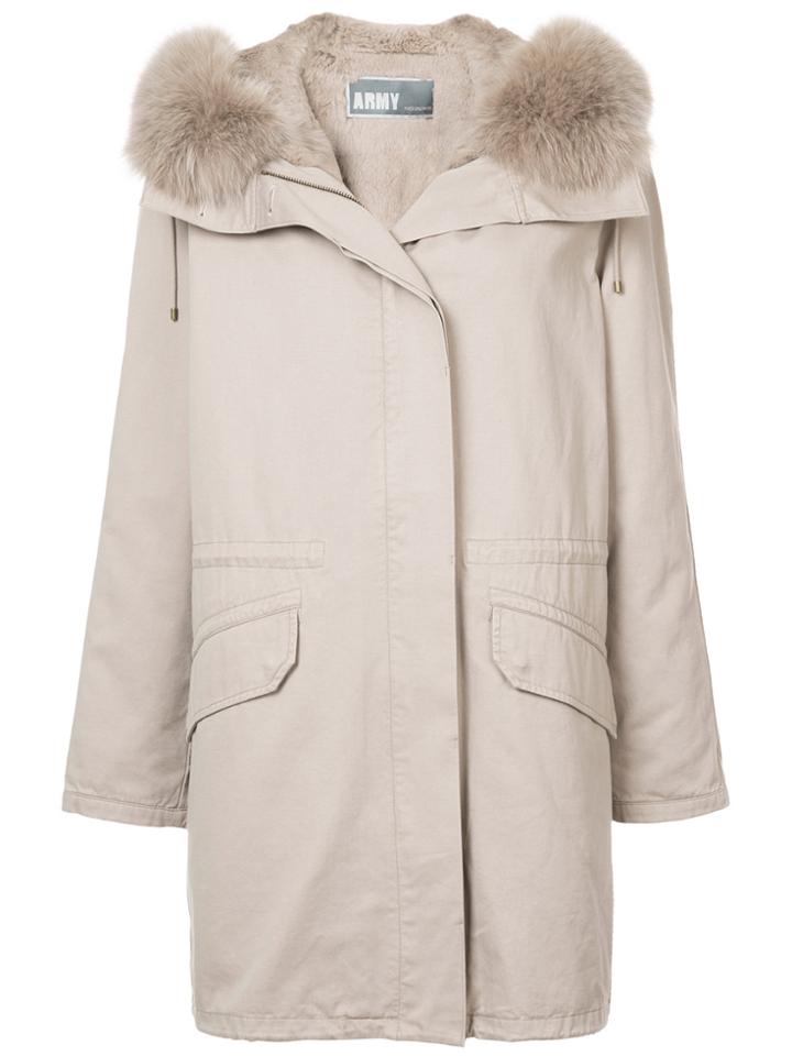 Army Yves Salomon Lined Parka - Grey