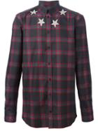 Givenchy Star Print Plaid Shirt, Men's, Size: 40, Black, Cotton