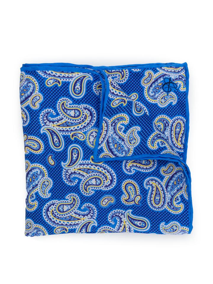 Canali Paisley Pocket Square - Blue