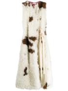 Plan C Sleeveless Animal Pattern Coat - White