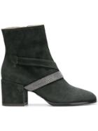 Fabiana Filippi Bead Embellished Chunky Heel Boots - Grey