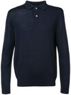 A.p.c. - Button Collar Jumper - Men - Silk/merino - L, Blue, Silk/merino