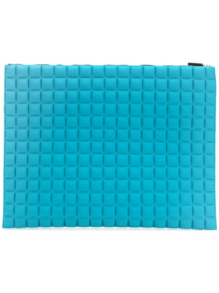 No Ka' Oi Large Grid Textured Pouch - Blue