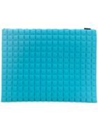 No Ka' Oi Large Grid Textured Pouch - Blue