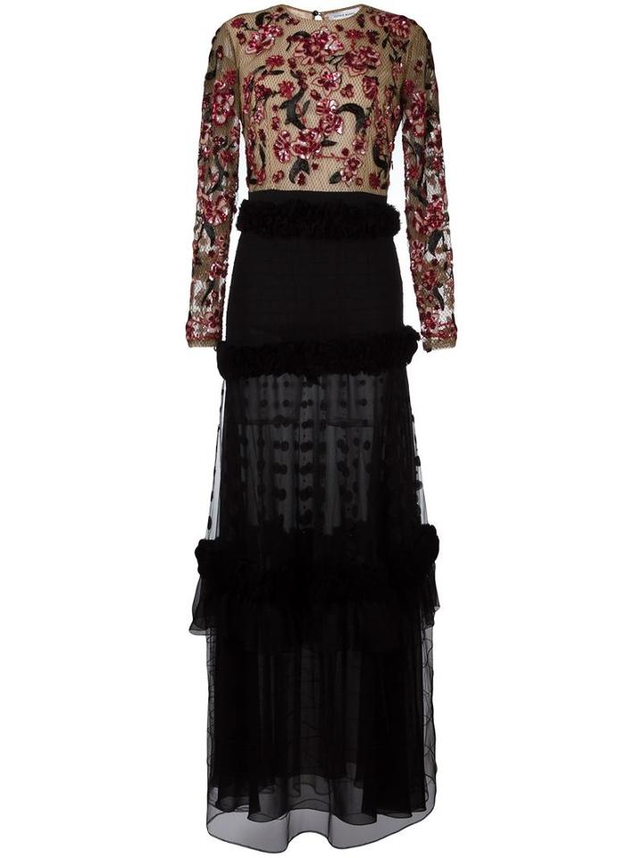 Zuhair Murad Floral Embroidery Dress, Women's, Size: 40, Black, Polyamide/silk/acetate/spandex/elastane