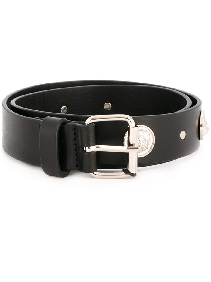 Versus Studded Belt, Men's, Size: 70, Black, Leather/metal
