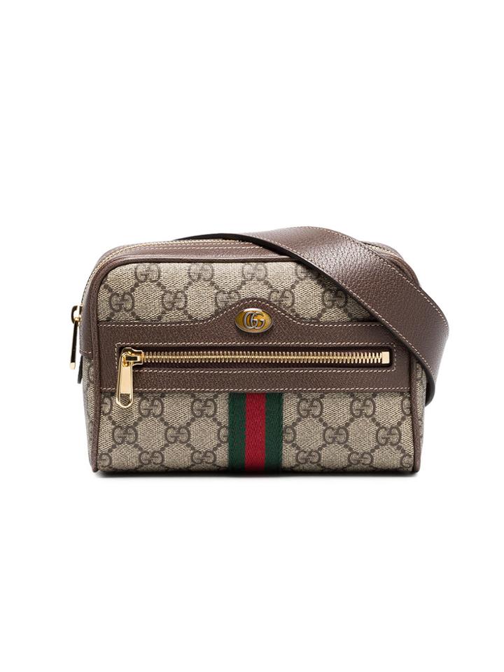 Gucci Brown Ophidia Gg Supreme Small Leather Belt Bag