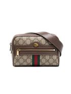 Gucci Brown Ophidia Gg Supreme Small Leather Belt Bag