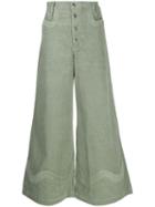 House Of Sunny Wide Leg Corduroy Trousers - Green