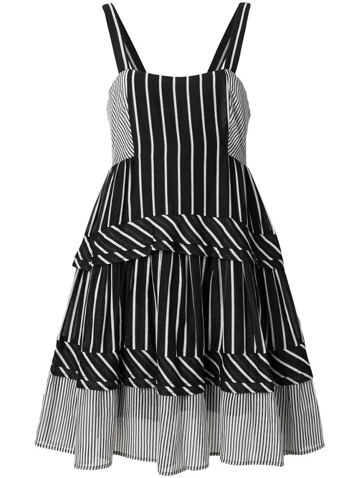 Twin-set Striped Flared Dress - Black
