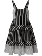 Twin-set Striped Flared Dress - Black