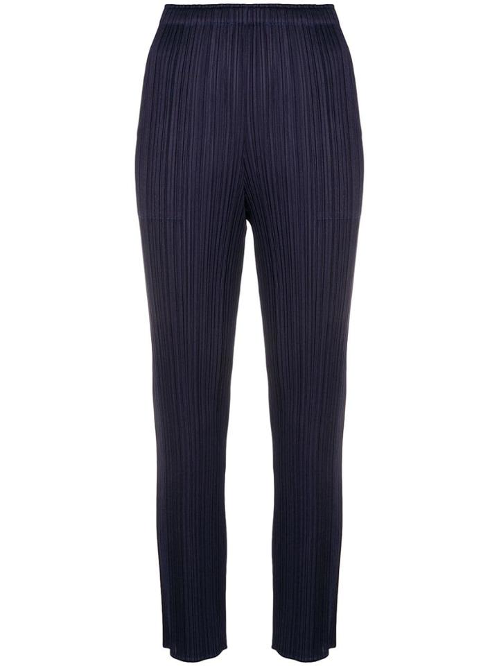 Pleats Please By Issey Miyake Plated Tapered Trousers - Blue