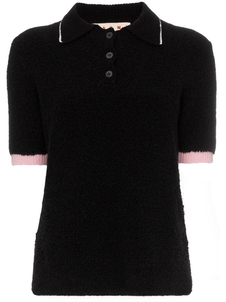 Marni Contrast Cuff Fluffy Polo Shirt - Black