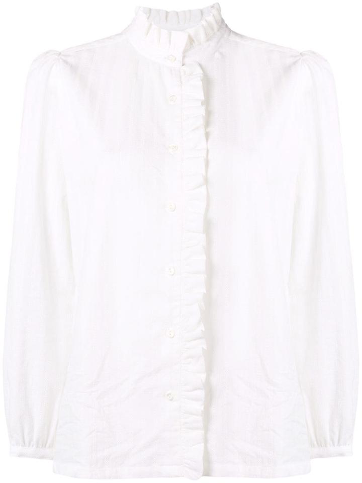 A.p.c. Ruffle Trim Mandarin Collar Shirt - White