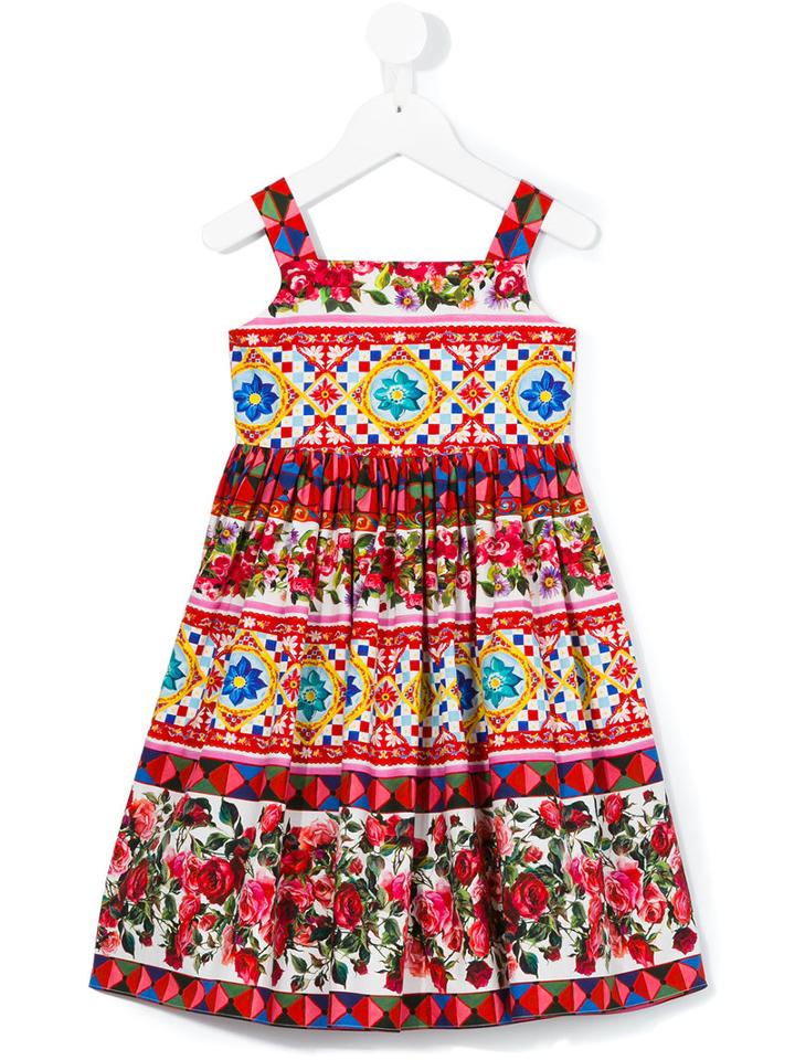 Dolce & Gabbana Kids - Majolica Print Sun Dress - Kids - Cotton - 36 Mth