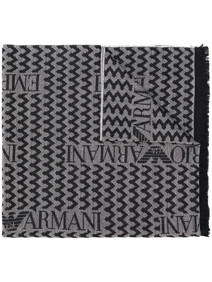 Emporio Armani Chevron Pattern Scarf - Grey
