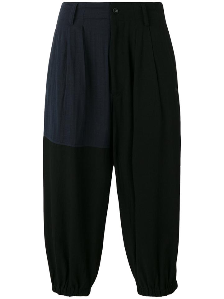 Yohji Yamamoto Cropped Drop-crotch Trousers - Black