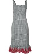 Altuzarra - Embroidered Ruffled Checked Dress - Women - Cotton/spandex/elastane - 36, Black, Cotton/spandex/elastane