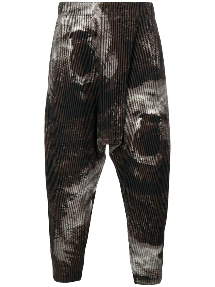 Homme Plissé Issey Miyake Printed Pleated Trousers - Black