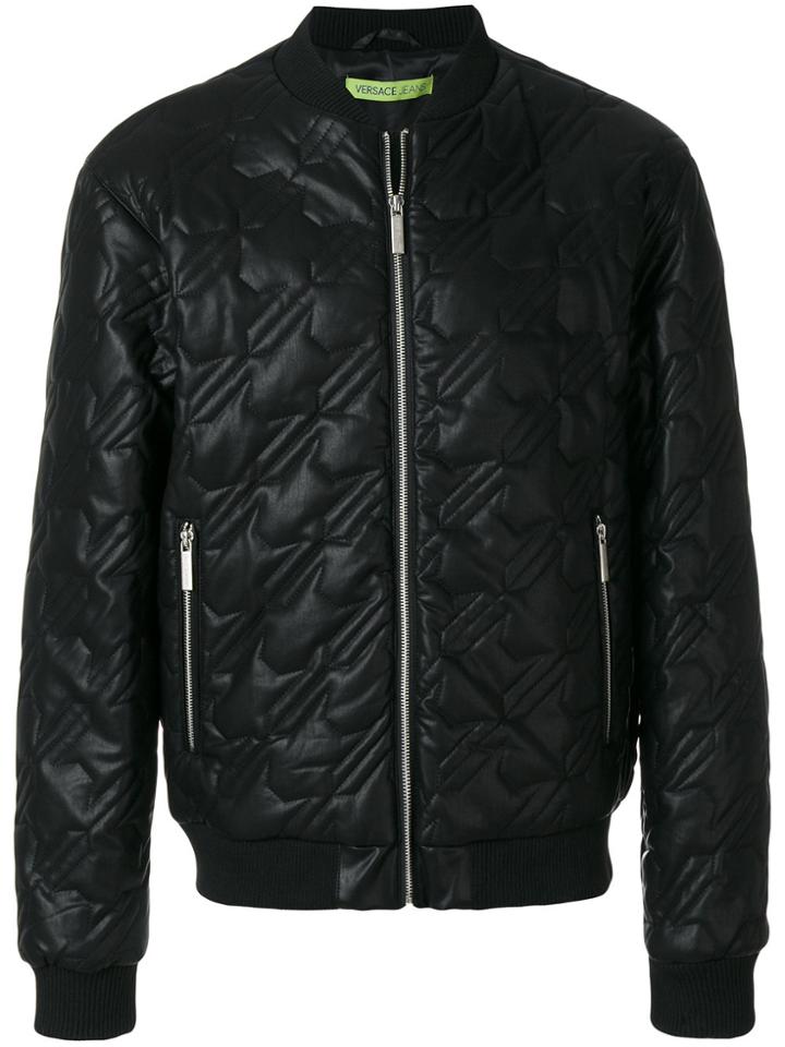 Versace Jeans Quilted Effect Bomber Jacket - Black