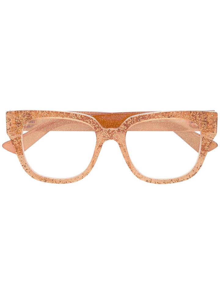 Gucci Eyewear Transparent Glitter Square Glasses, Yellow/orange, Acetate