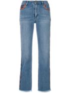 Etro Cropped Paisley Stripe Jeans - Blue