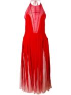 Valentino - Pleated Midi Dress - Women - Silk - 42, Red, Silk