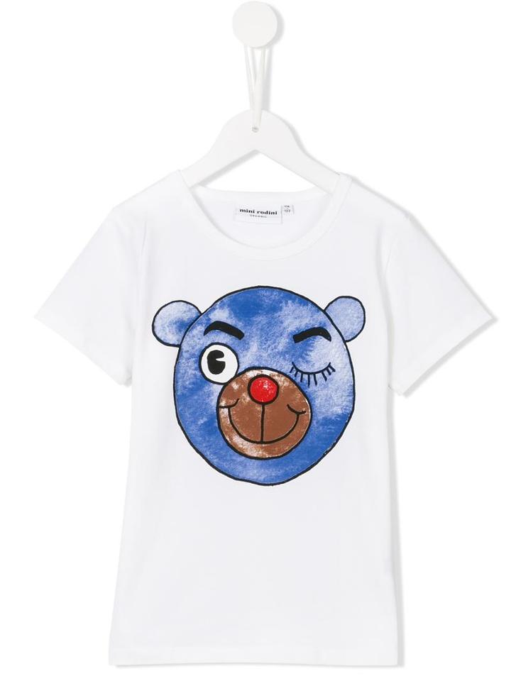Mini Rodini Bear Print T-shirt, Boy's, Size: 11 Yrs, White