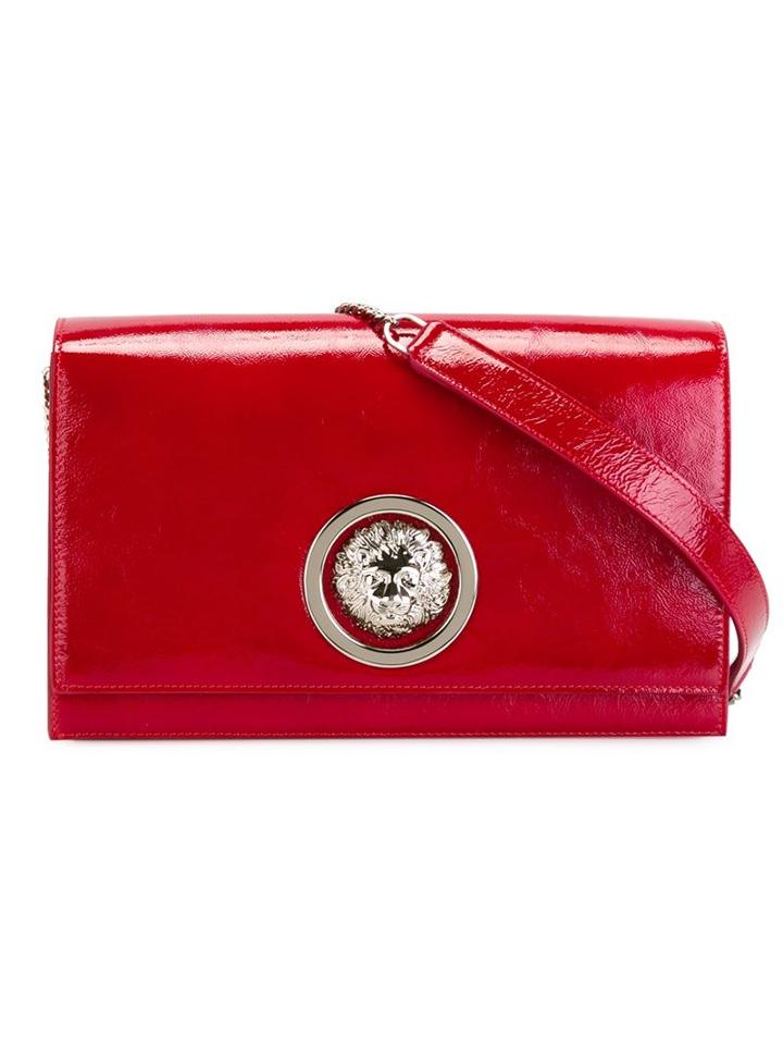 Versus Logo Plaque Shoulder Bag, Women's, Red, Leather