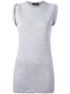 Dsquared2 Ruched Cap Sleeve Top, Women's, Size: Medium, Grey, Cotton/viscose