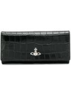 Vivienne Westwood Faux Croc Design Foldover Wallet - Black