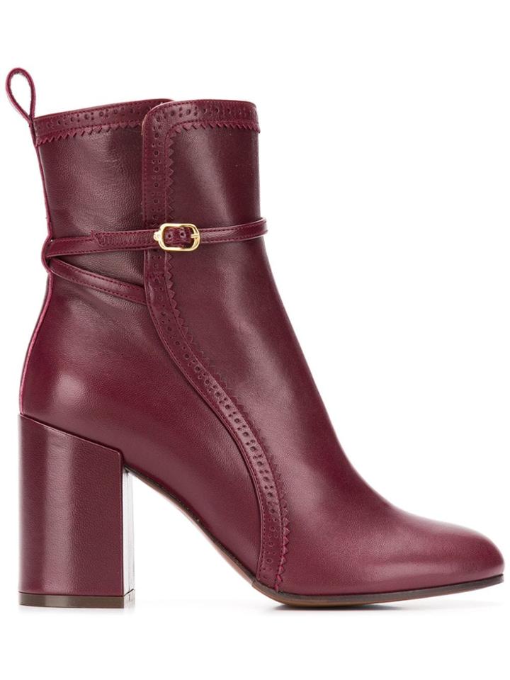 L'autre Chose Buckle Detail Ankle Boots - Red