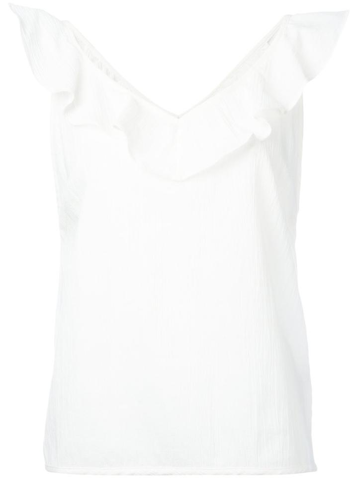 Mih Jeans - Veeba Ruffled Tank - Women - Cotton/linen/flax - L, Women's, White, Cotton/linen/flax