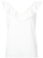 Mih Jeans - Veeba Ruffled Tank - Women - Cotton/linen/flax - L, Women's, White, Cotton/linen/flax