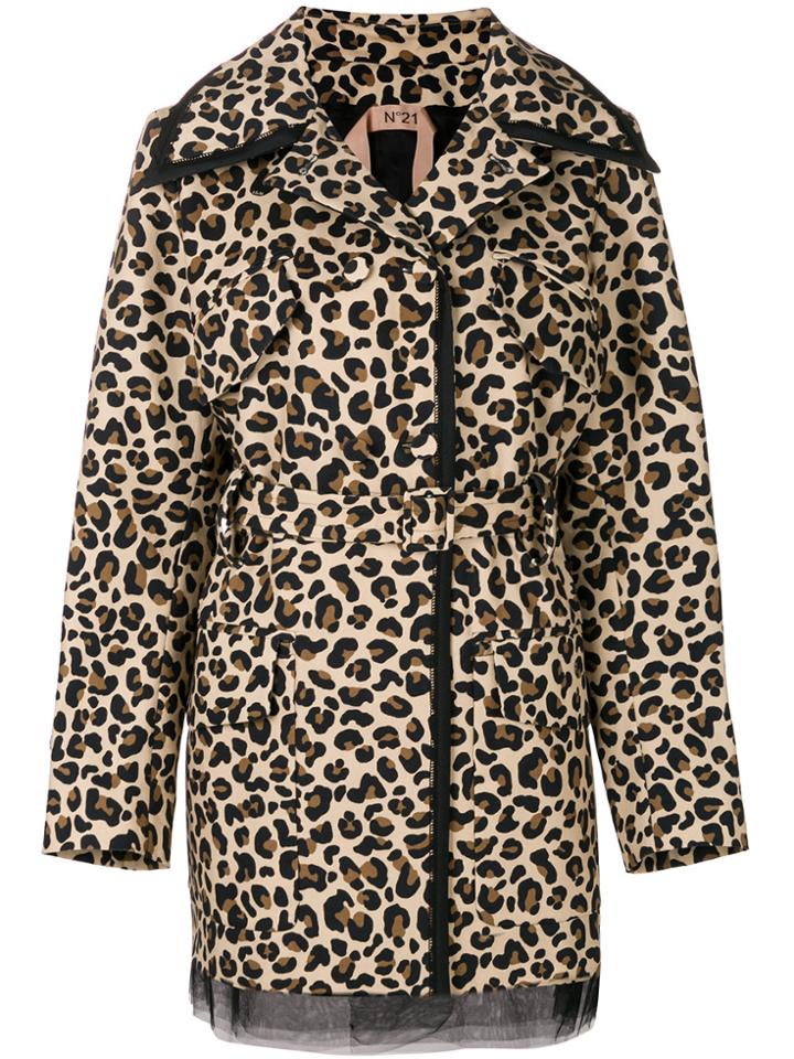 No21 Leopard Print Trench Coat - Nude & Neutrals