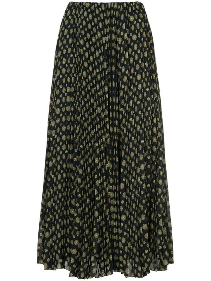 Astraet Tie Print Pleated Skirt - Blue