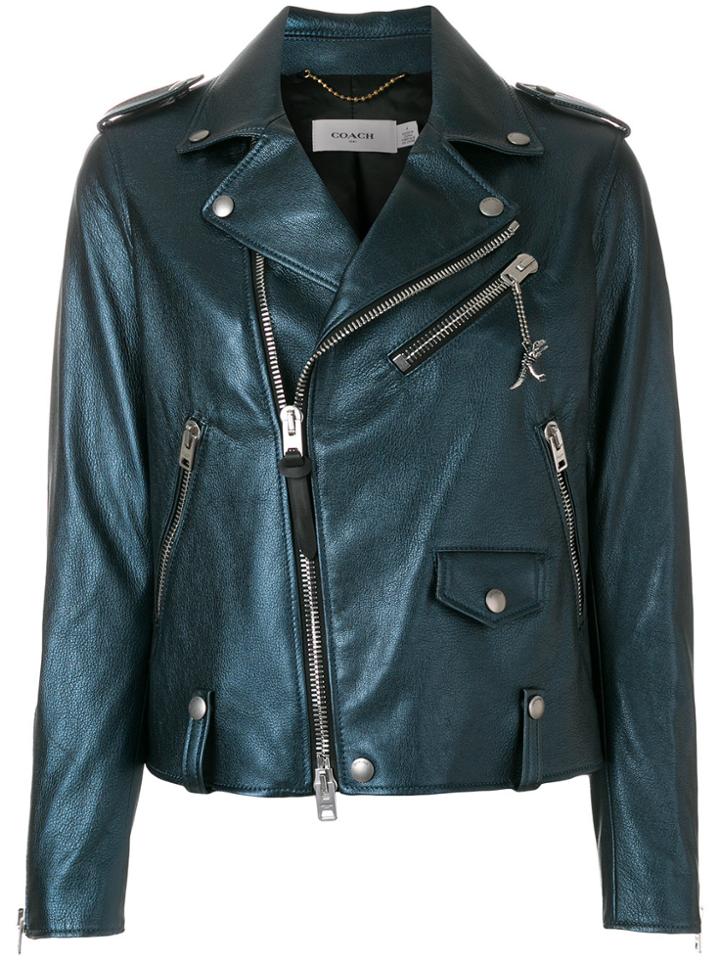 Coach Biker Design Jacket - Blue
