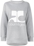 Courrèges Logo Print Sweatshirt, Women's, Size: 2, Grey, Cotton