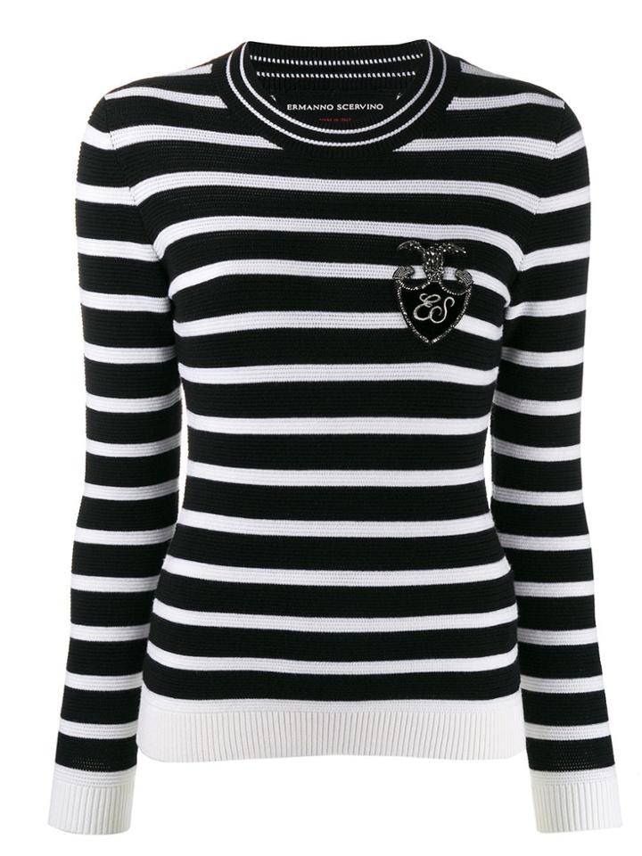 Ermanno Scervino Glass-embellished Wool Sweater - Black