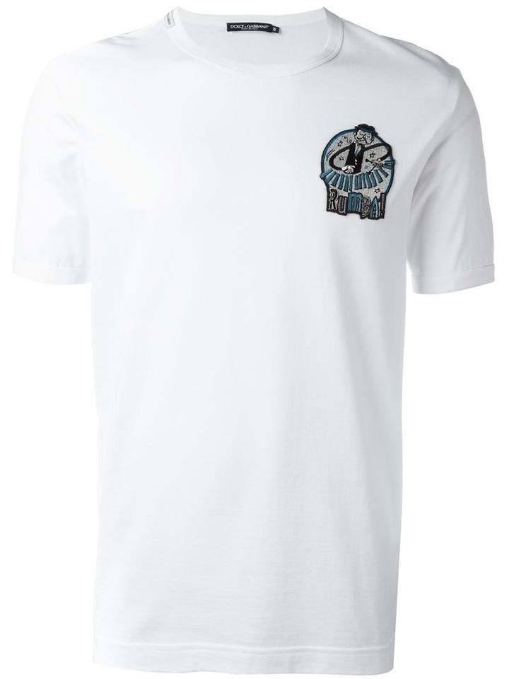 Dolce & Gabbana Rumba! Patch T-shirt, Men's, Size: 52, White, Cotton/viscose