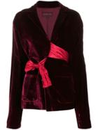 Romeo Gigli Pre-owned 1990s Tie Waist Velvet Jacket - Red