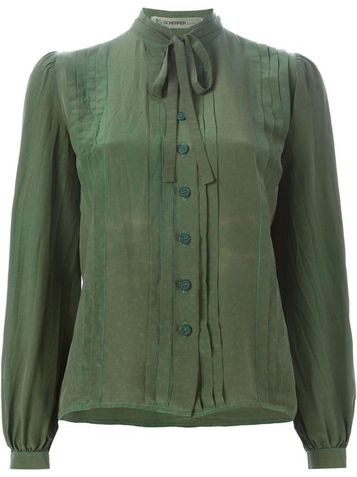 Jean Louis Scherrer Pre-owned Pussy Bow Shirt - Green