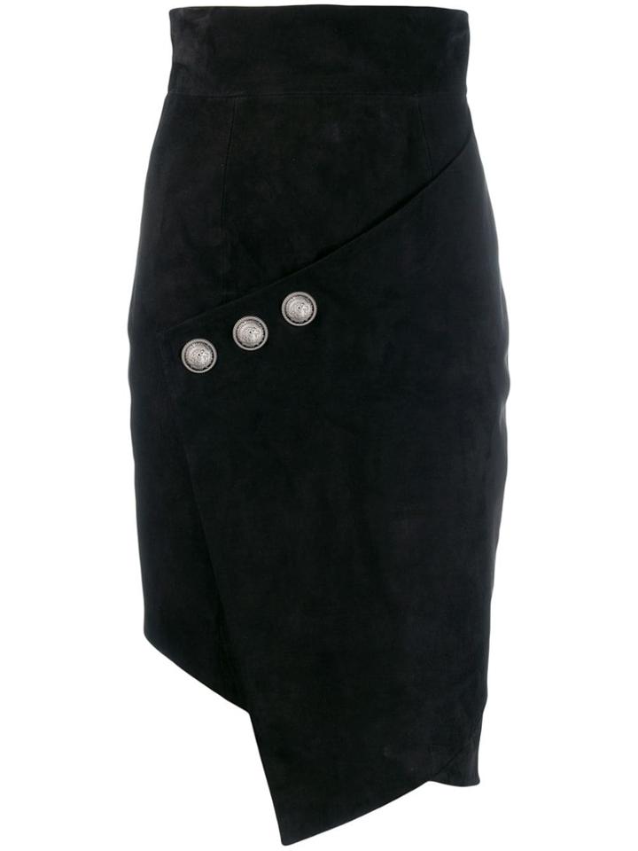 Balmain Asymmetric Midi Skirt - Black
